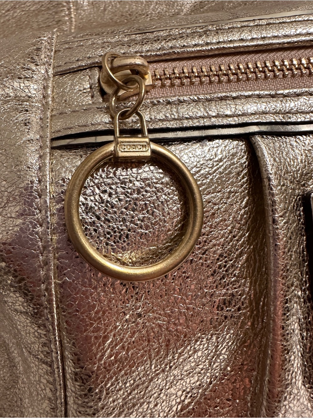Rare 2012 Coach Poppy "Jazzy" Hobo Crossbody Bag Metallic Gold Leather 20384E - Picture 5 of 16